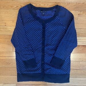 Gap 100% Cotton Blue and Navy Purple Patterned Cardigan Size XS